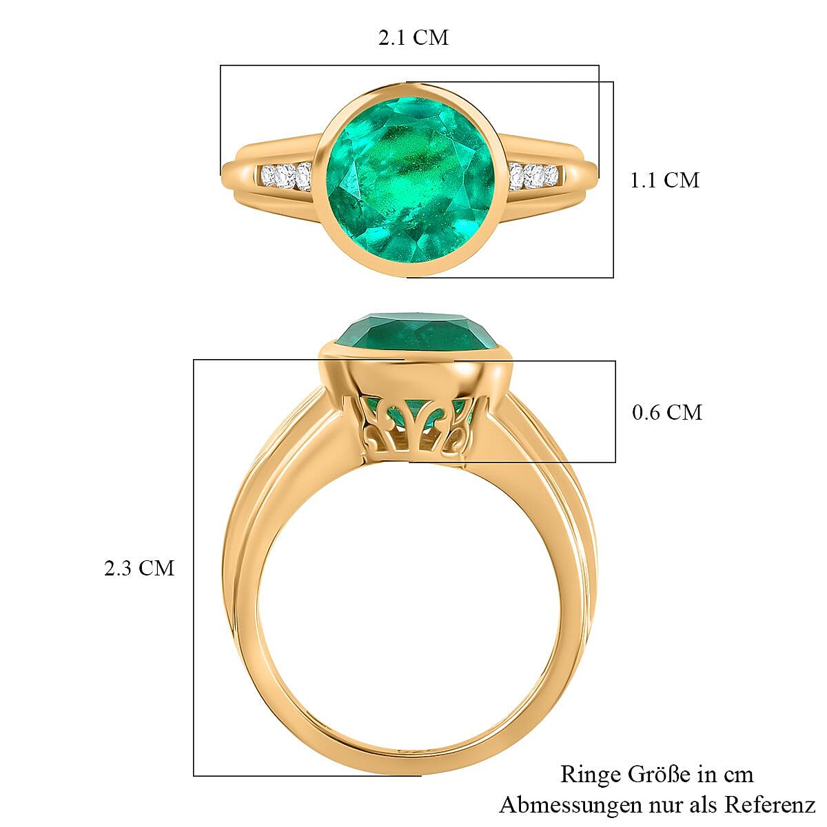 Emeraldine Triplet Quartz and White Zircon  3.49 ctw Ring in 14K YG Over Sterling Silver (Size 9)