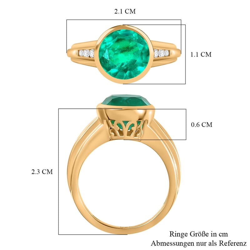 Emeraldine Triplet Quartz and White Zircon  3.49 ctw Ring in 14K YG Over Sterling Silver (Size 9)
