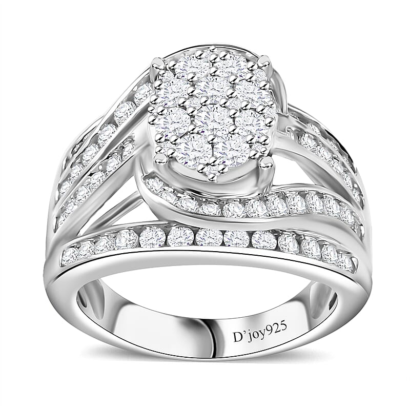 Diamond Ring in Platinum Over Sterling Silver (Size 6.0) 2.00 ctw