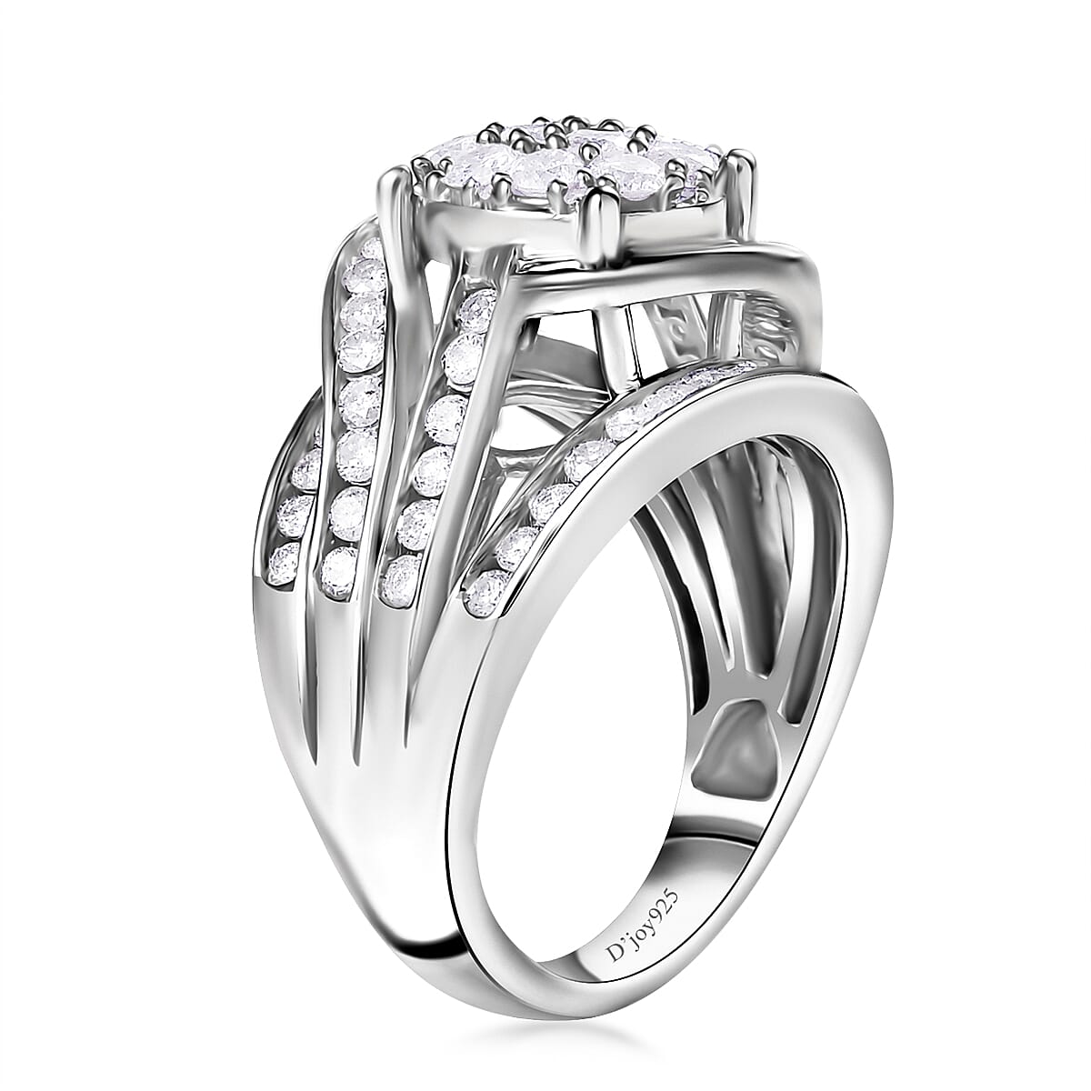 Diamond Ring in Platinum Over Sterling Silver (Size 6.0) 2.00 ctw