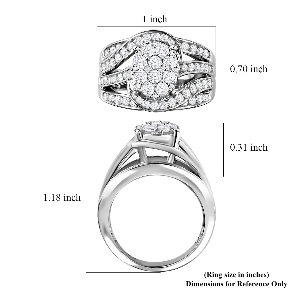 Doorbuster Diamond Ring in Platinum Over Sterling Silver (Size 6.0) 1.90 ctw image number 3
