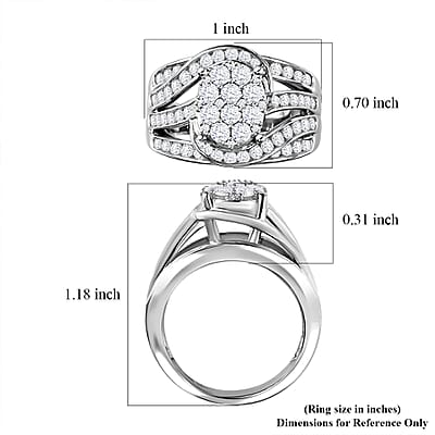 Diamond Ring in Platinum Over Sterling Silver (Size 6.0) 2.00 ctw