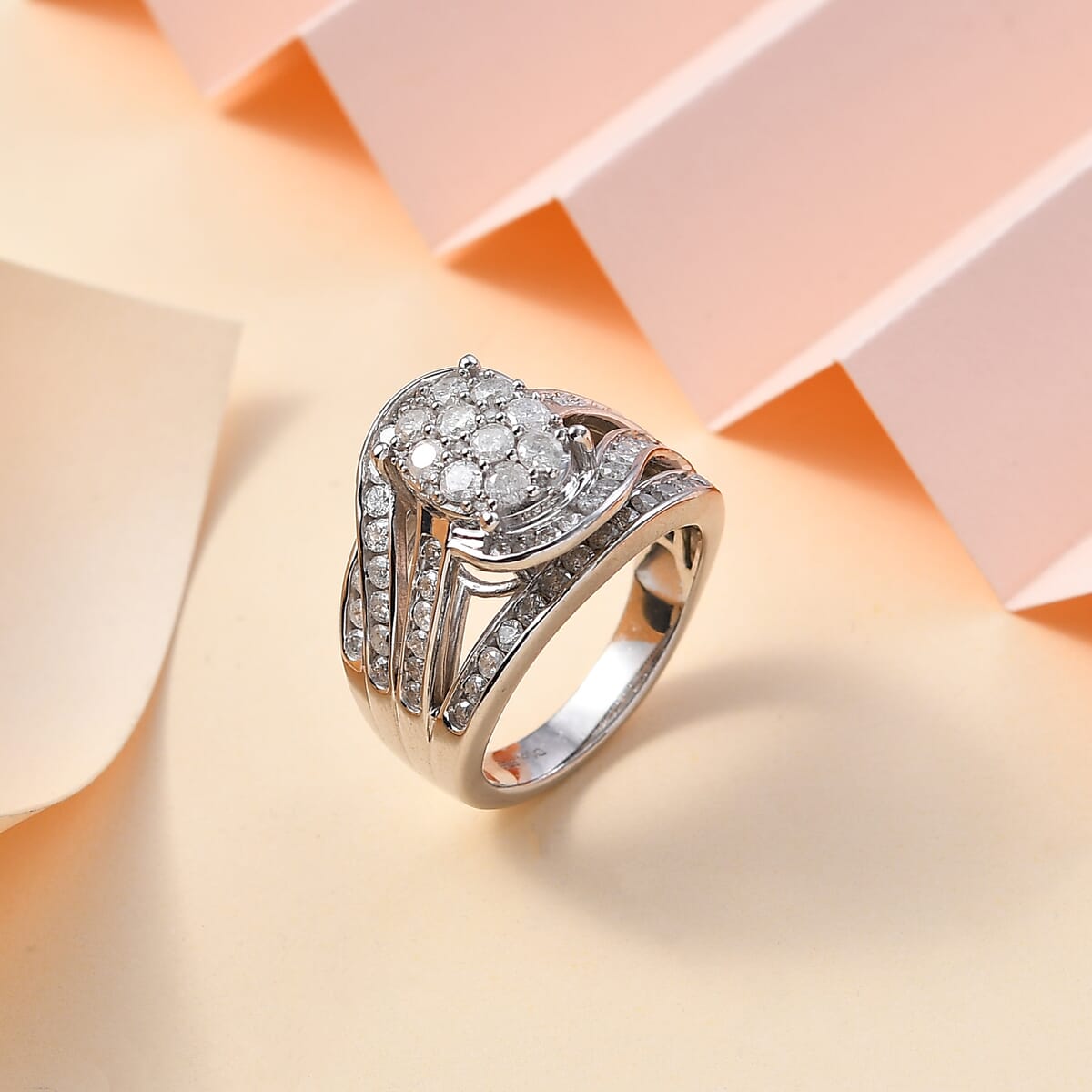 Diamond Ring in Platinum Over Sterling Silver (Size 8.0) 2.00 ctw image number 1