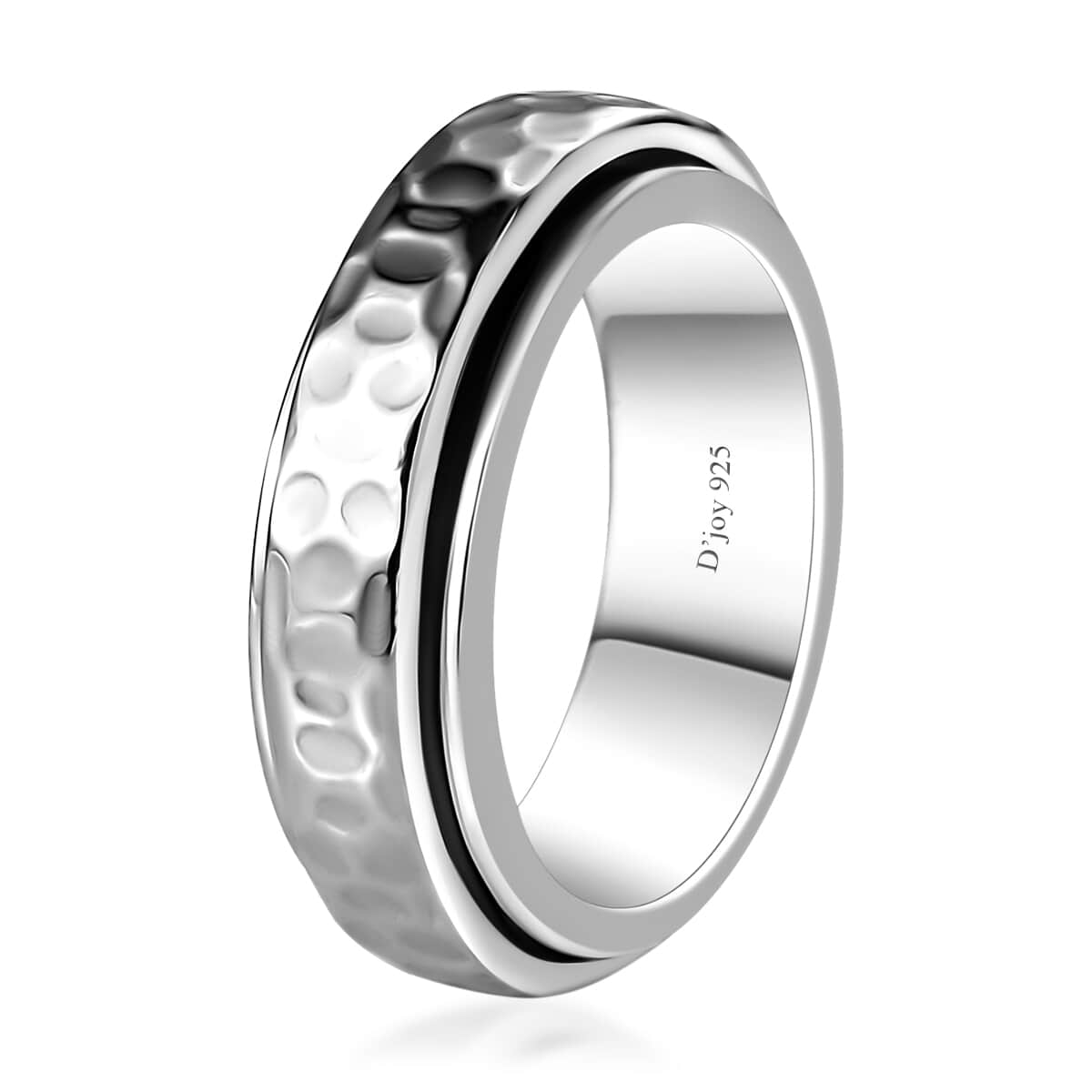 Speedy Spinner Fidget Ring for Anxiety, Stress Relieving Anxiety Band Ring in Platinum Over Sterling Silver (Size 10.0) 7.10 Grams image number 3