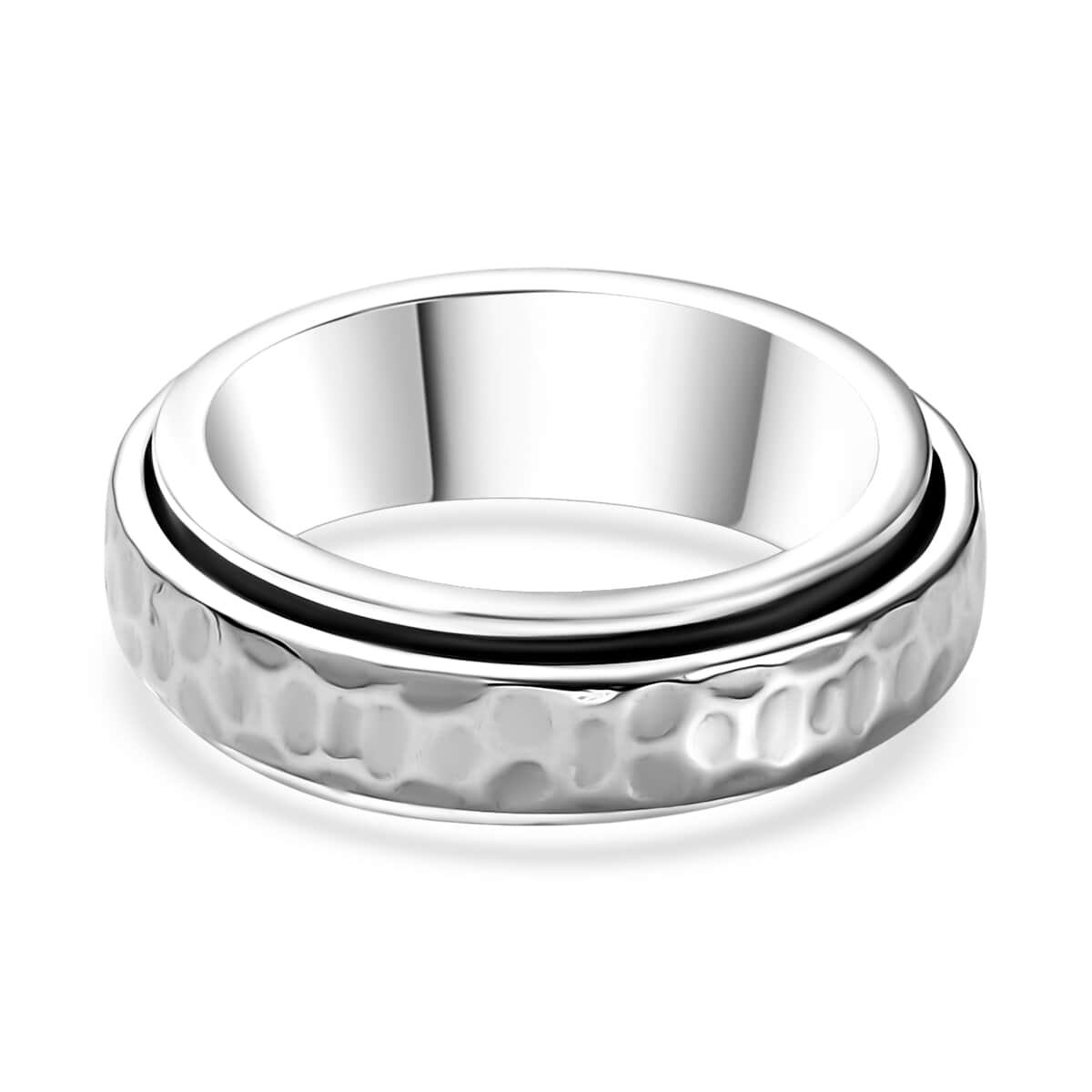 Speedy Spinner Fidget Ring for Anxiety, Stress Relieving Anxiety Band Ring in Platinum Over Sterling Silver (Size 10.0) 7.10 Grams image number 4