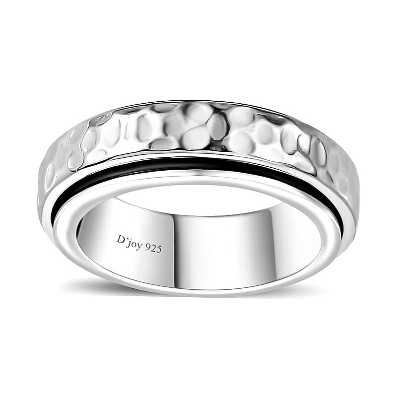 D'Joy Speedy Spinner Fidget Ring for Anxiety, Stress Relieving Anxiety Band Ring in Platinum Over Sterling Silver (Size 5.0) 7.10 Grams