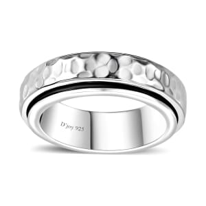 Speedy Spinner Fidget Ring for Anxiety, Stress Relieving Anxiety Band Ring in Platinum Over Sterling Silver (Size 7.0) 7.10 Grams