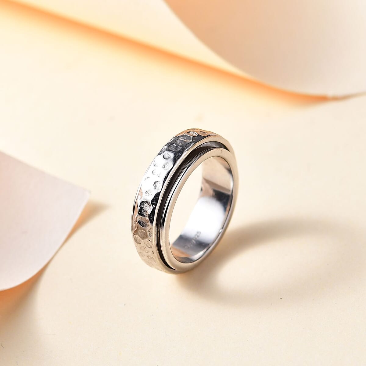 Speedy Spinner Fidget Ring for Anxiety, Stress Relieving Anxiety Band Ring in Platinum Over Sterling Silver (Size 7.0) 7.10 Grams image number 1