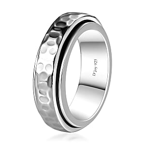 D'Joy Speedy Spinner Fidget Ring for Anxiety, Stress Relieving Anxiety Band Ring in Platinum Over Sterling Silver (Size 7.0) 7.10 Grams