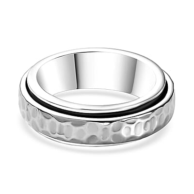 D'Joy Speedy Spinner Fidget Ring for Anxiety, Stress Relieving Anxiety Band Ring in Platinum Over Sterling Silver (Size 7.0) 7.10 Grams