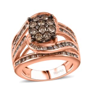 Natural Champagne Diamond Ring in Vermeil Rose Gold Over Sterling Silver (Size 6.0) 2.00 ctw