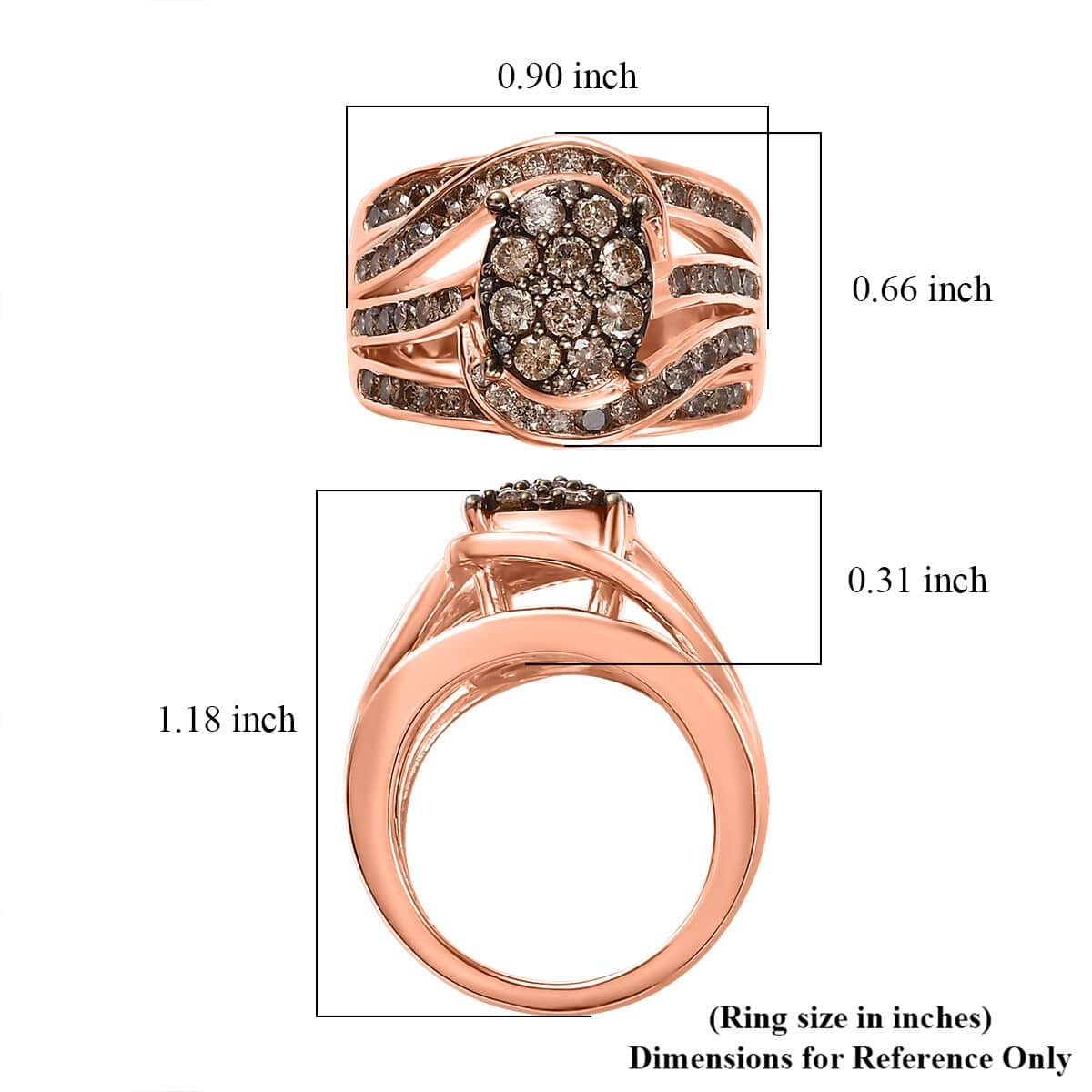 Doorbuster Natural Champagne Diamond Ring in Vermeil RG Over Sterling Silver (Size 6.0) 1.95 ctw image number 5