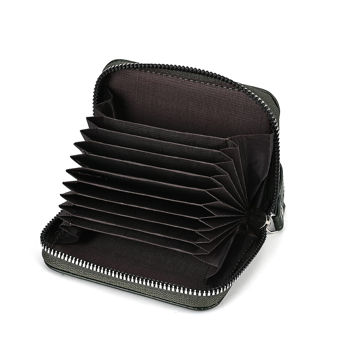 Black, Brown, Red, Navy and Green Faux Leather Set of 5 Card Holder (3.9"x1.4"x2.9") with Wrist Strap image number 4