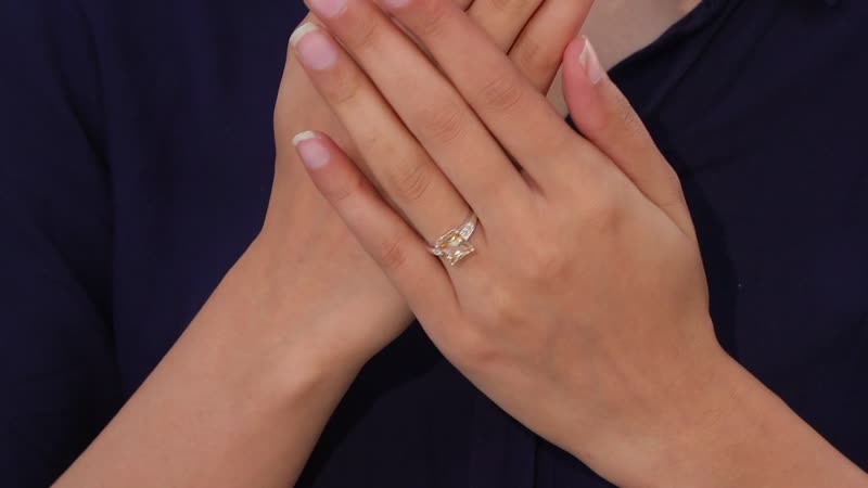 Simulated Champagne Diamond Solitaire Ring in Sterling Silver (Size 10.0) 4.40 ctw