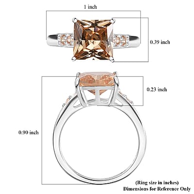 D'Joy Simulated Champagne Diamond 4.25 ctw Ring in Sterling Silver (Size 10.0)