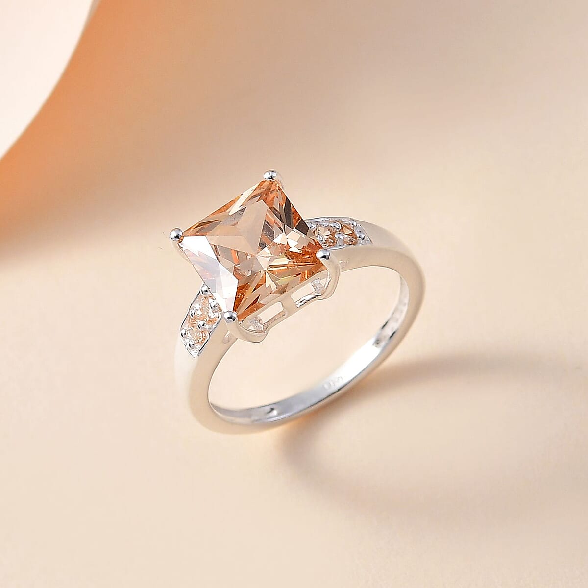 D'Joy Simulated Champagne Diamond 4.25 ctw Ring in Sterling Silver (Size 6.0) image number 1