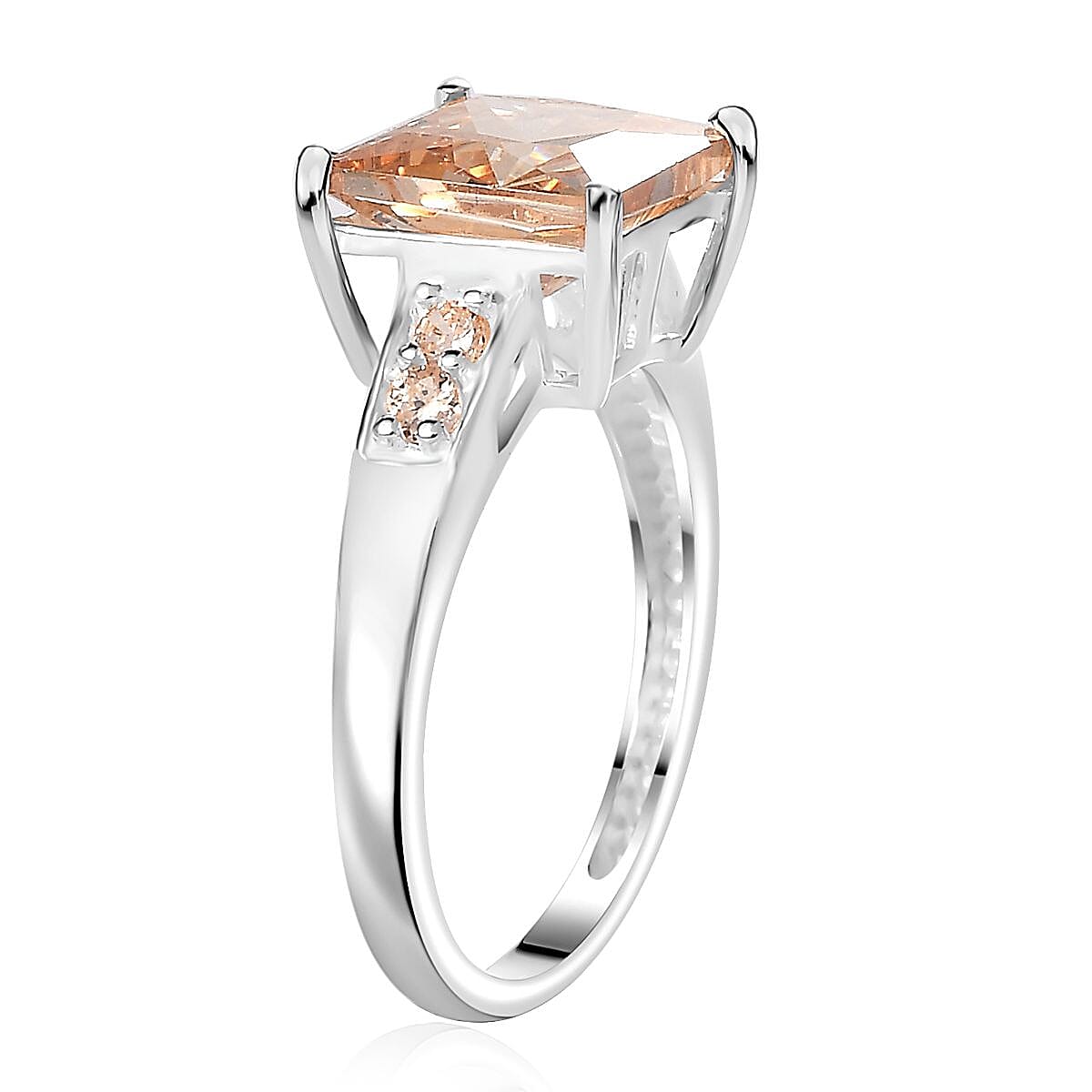D'Joy Simulated Champagne Diamond 4.25 ctw Ring in Sterling Silver (Size 6.0) image number 3