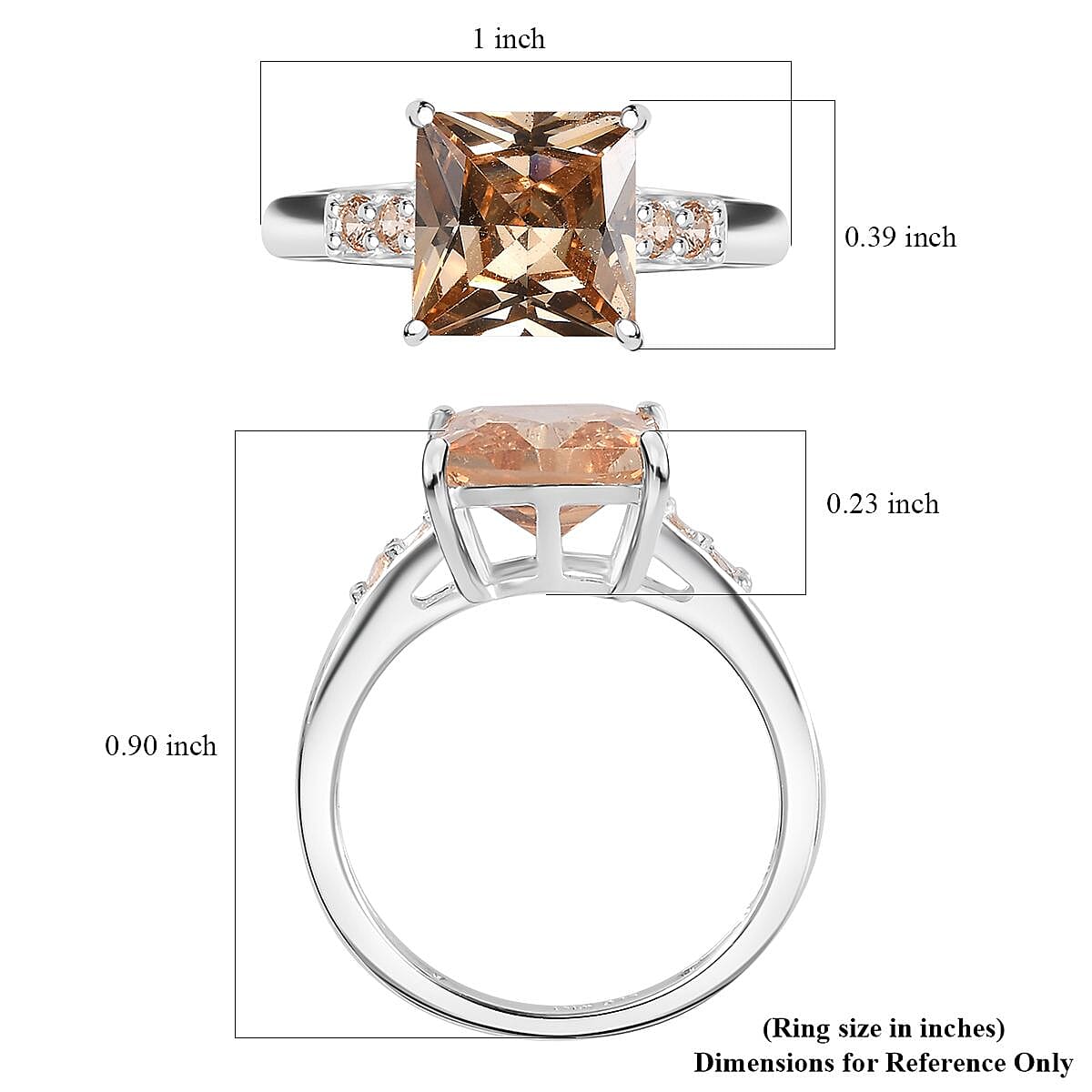 D'Joy Simulated Champagne Diamond 4.25 ctw Ring in Sterling Silver (Size 6.0) image number 5