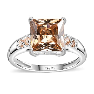 D'Joy Simulated Champagne Diamond 4.25 ctw Ring in Sterling Silver (Size 8.0)