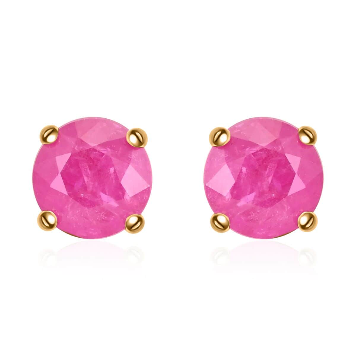 Luxoro 10K Yellow Gold Premium Mozambique Ruby Solitaire Stud Earrings 2.50 ctw image number 0