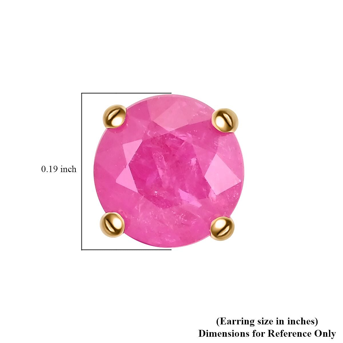 Luxoro 10K Yellow Gold Premium Mozambique Ruby Solitaire Stud Earrings 2.50 ctw