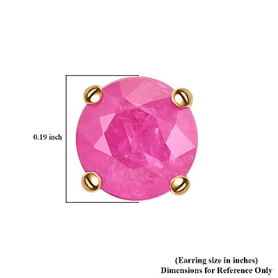 Luxoro 10K Yellow Gold Premium Mozambique Ruby Solitaire Stud Earrings 2.50 ctw