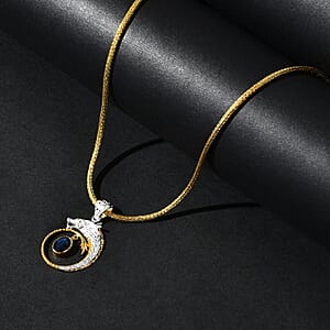 Bali Legacy Blue Star Sapphire (DF) 4.50 ctw Tulang Naga Chain Dragon Necklace 20 Inches in 22K Vermeil Yellow Gold Over and Sterling Silver