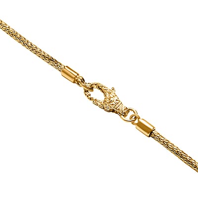 Bali Legacy Blue Star Sapphire (DF) 4.50 ctw Tulang Naga Chain Dragon Necklace 20 Inches in 22K Vermeil Yellow Gold Over and Sterling Silver