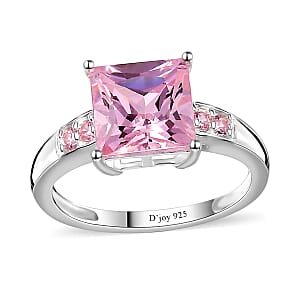 D'Joy Simulated Pink Sapphire 4.50 ctw Ring in Sterling Silver (Size 10.0) 