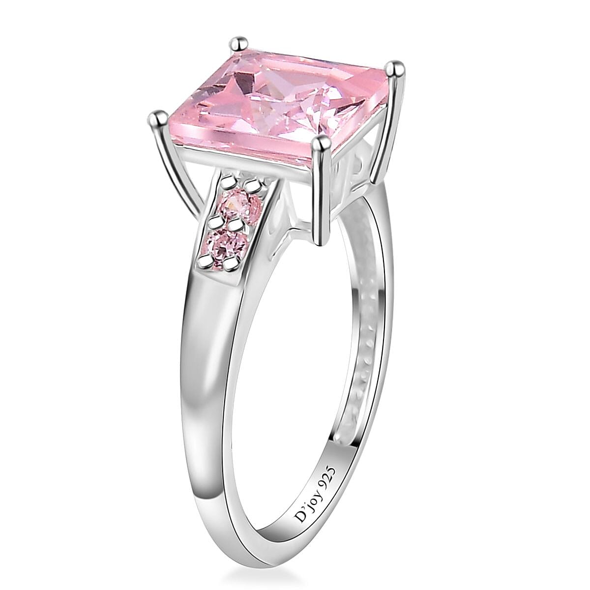 D'Joy Simulated Pink Sapphire 4.50 ctw Ring in Sterling Silver (Size 8.0) 