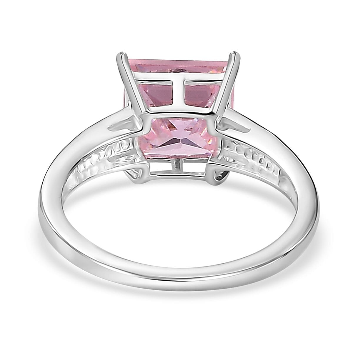 D'Joy Simulated Pink Sapphire 4.50 ctw Ring in Sterling Silver (Size 8.0) 
