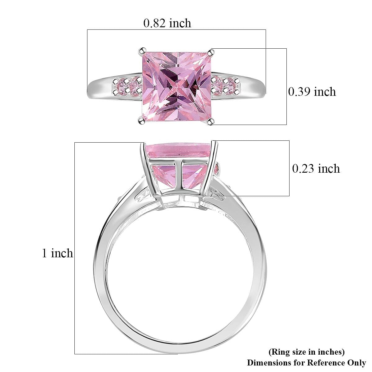 D'Joy Simulated Pink Sapphire 4.50 ctw Ring in Sterling Silver (Size 8.0) 