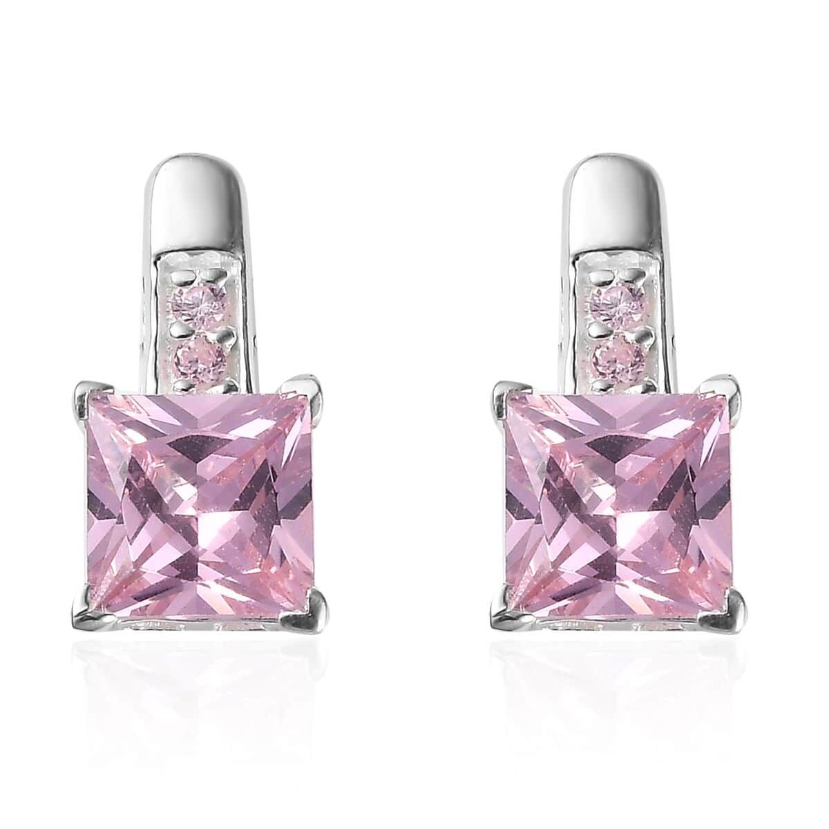 Simulated Pink Sapphire Earrings in Sterling Silver 3.70 ctw image number 0