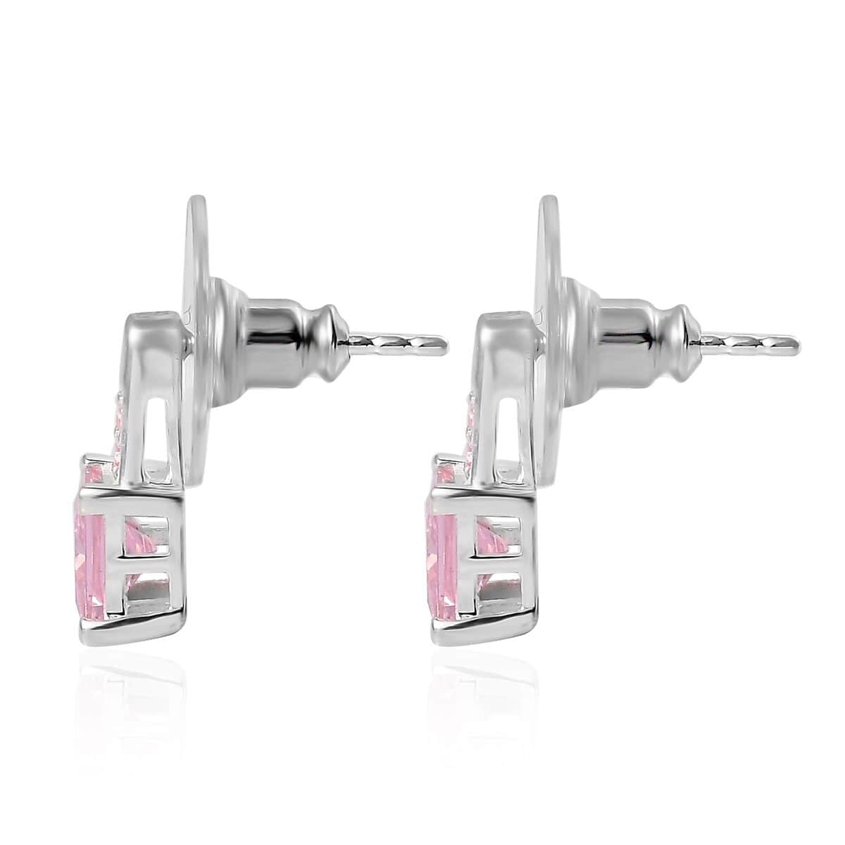 Simulated Pink Sapphire Stud Earrings in Sterling Silver 3.70 ctw image number 3