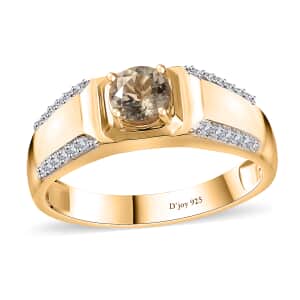 AAA Turkizite and Moissanite Men's Ring in 18K Vermeil Yellow Gold Over Sterling Silver (Size 10.0) 1.40 ctw