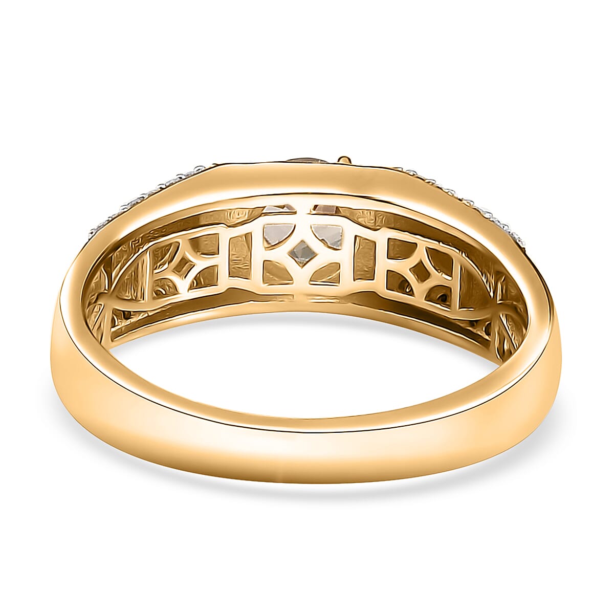 AAA Turkizite and Moissanite Men's Ring in 18K Vermeil Yellow Gold Over Sterling Silver (Size 10.0) 1.40 ctw