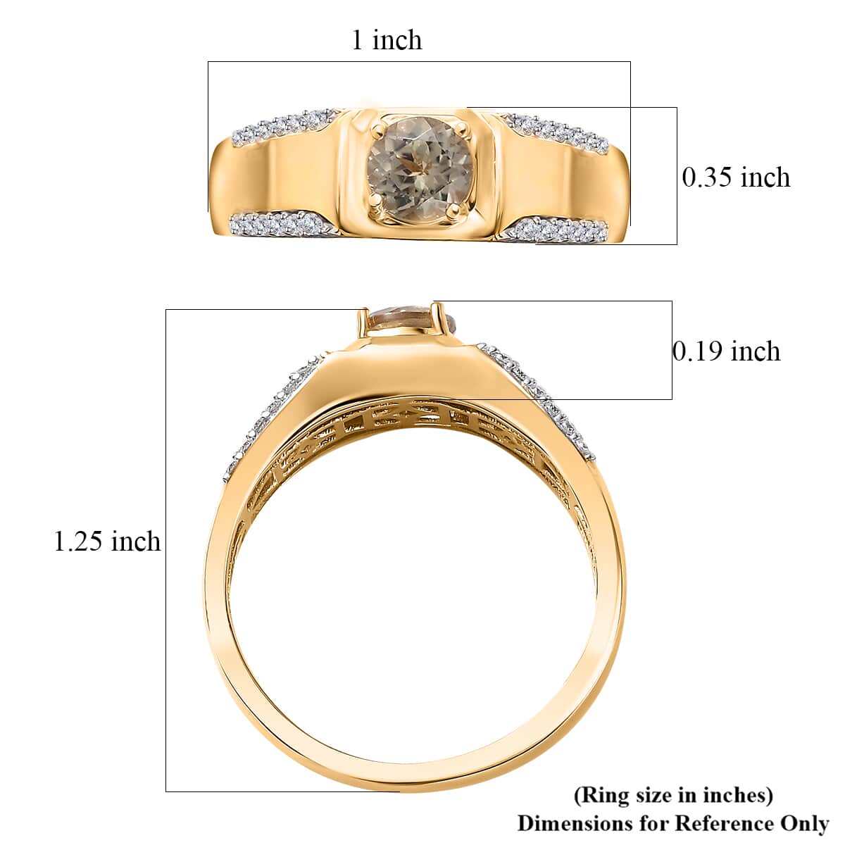 AAA Turkizite and Moissanite Men's Ring in 18K Vermeil Yellow Gold Over Sterling Silver (Size 10.0) 1.40 ctw image number 5