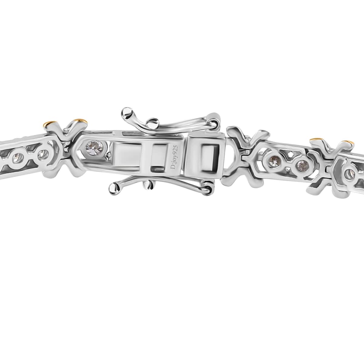 Moissanite XOXO Bracelet in Vermeil YG and Platinum Over Sterling Silver (6.50 In) 4.10 ctw image number 3