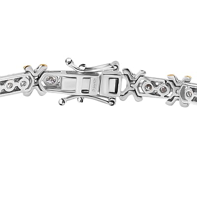 Moissanite XOXO Bracelet in Vermeil YG and Platinum Over Sterling Silver (6.50 In) 4.10 ctw