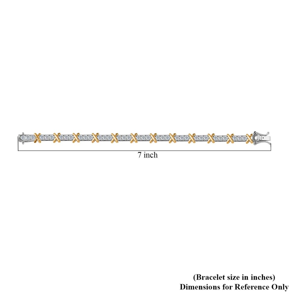 Moissanite XOXO Bracelet in Vermeil YG and Platinum Over Sterling Silver (6.50 In) 4.10 ctw image number 4