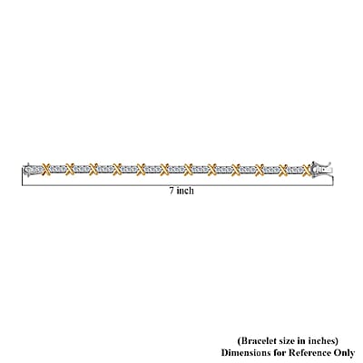 Moissanite XOXO Bracelet in Vermeil YG and Platinum Over Sterling Silver (6.50 In) 4.10 ctw