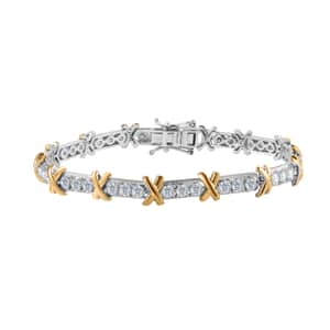 Moissanite XO Bracelet in Vermeil YG and Platinum Over Sterling Silver (7.25 In) 4.40 ctw