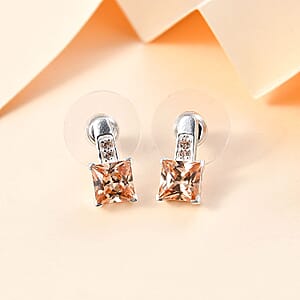 D'Joy Simulated Champagne Diamond 3.80 ctw Earrings in Sterling Silver 