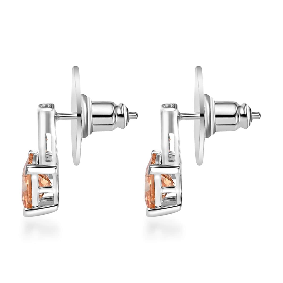 Simulated Champagne Diamond Earrings in Sterling Silver 3.80 ctw image number 3