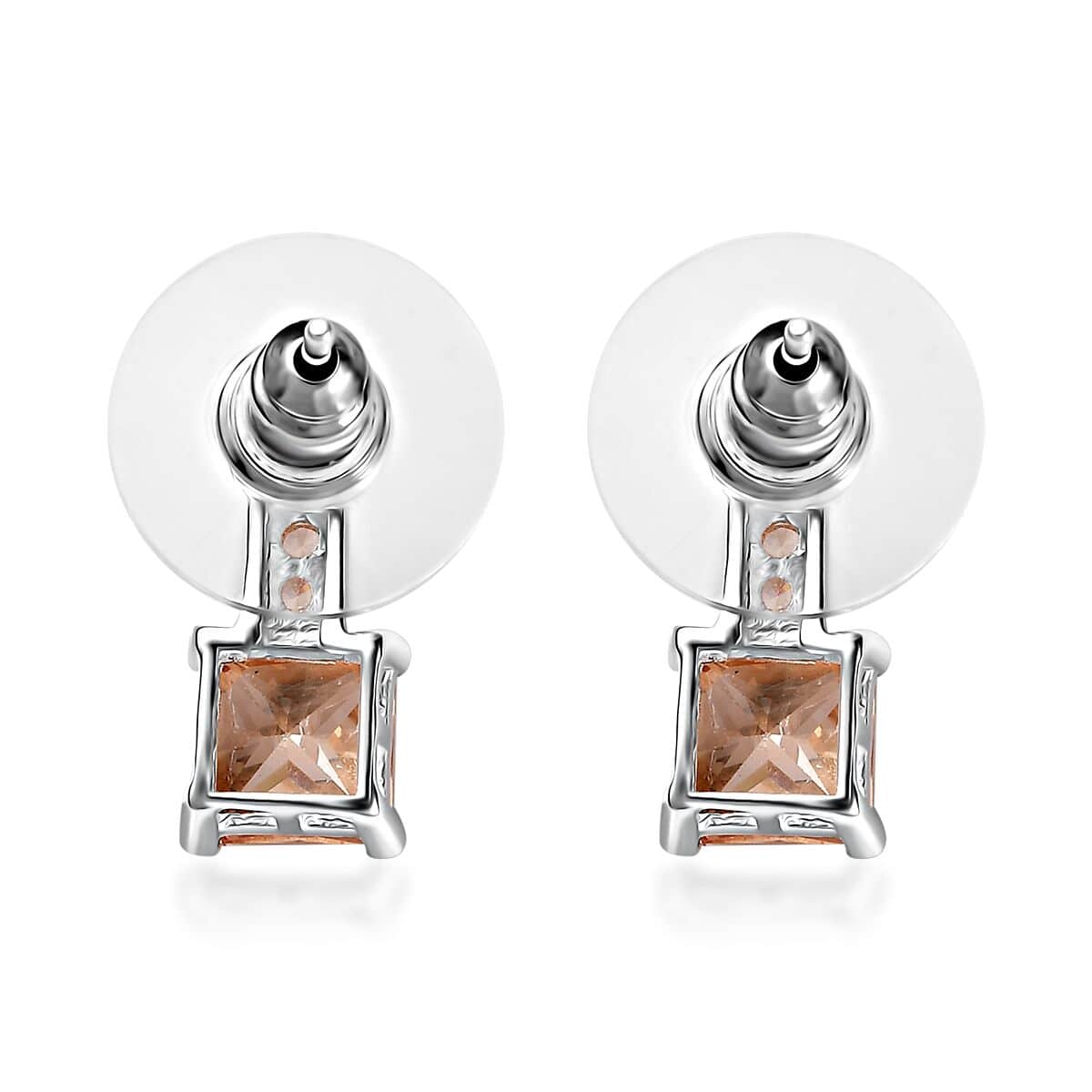 Simulated Champagne Diamond Earrings in Sterling Silver 3.80 ctw image number 4