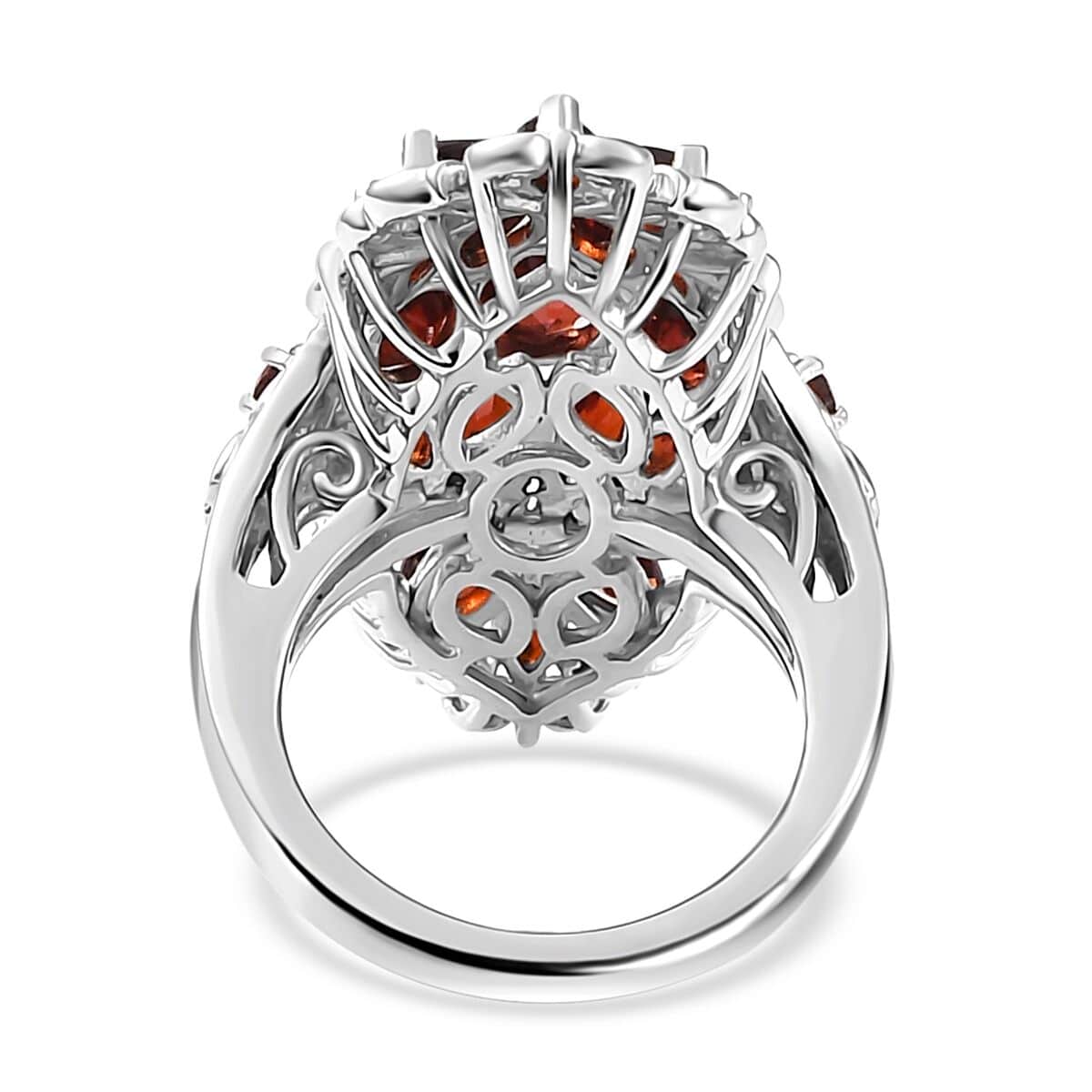 Mozambique Garnet Floral Ring in Platinum Over Sterling Silver (Size 10.0) 5.60 ctw image number 4