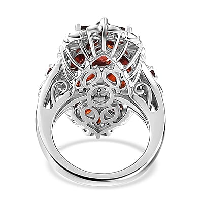 Mozambique Garnet Floral Ring in Platinum Over Sterling Silver (Size 10.0) 5.60 ctw