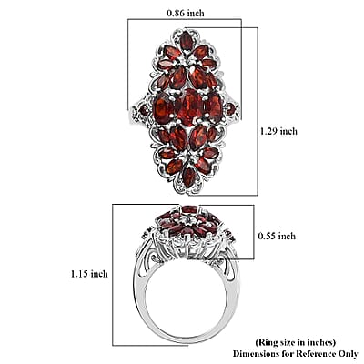 Mozambique Garnet Floral Ring in Platinum Over Sterling Silver (Size 10.0) 5.60 ctw