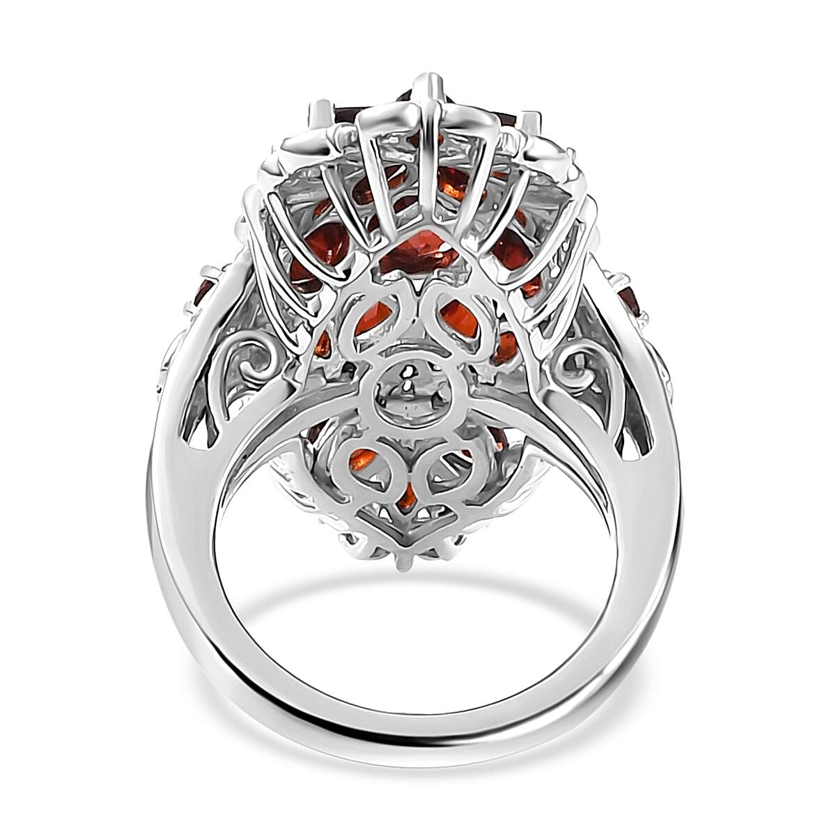 Mozambique Garnet Floral Ring in Platinum Over Sterling Silver (Size 8.0) 5.60 ctw image number 4