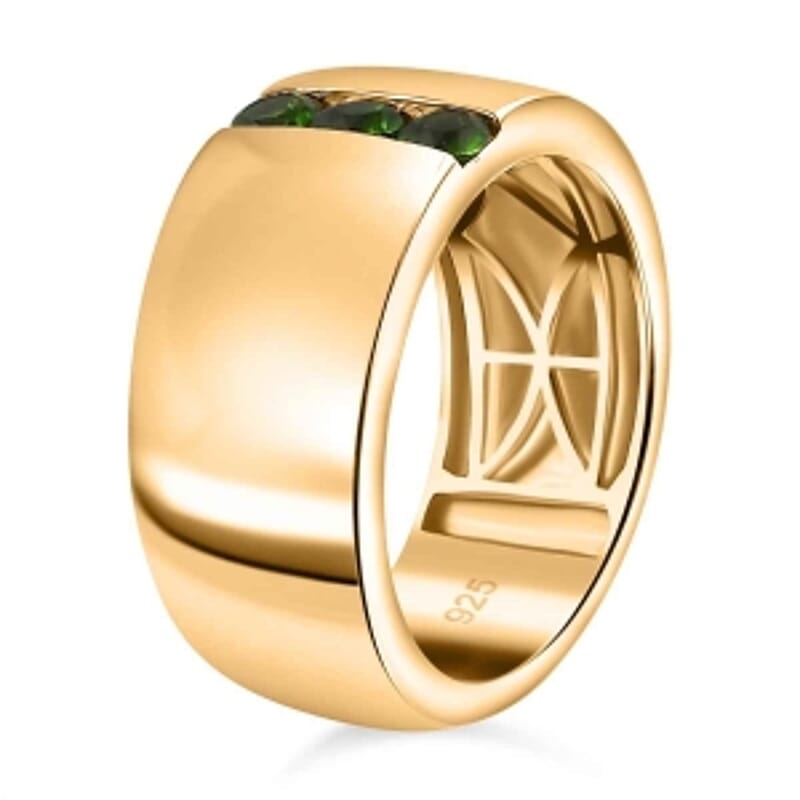 Chrome Diopside 0.47 ctw Fancy Ring in Vermeil Yellow Gold Over Sterling Silver (Size 6.5)